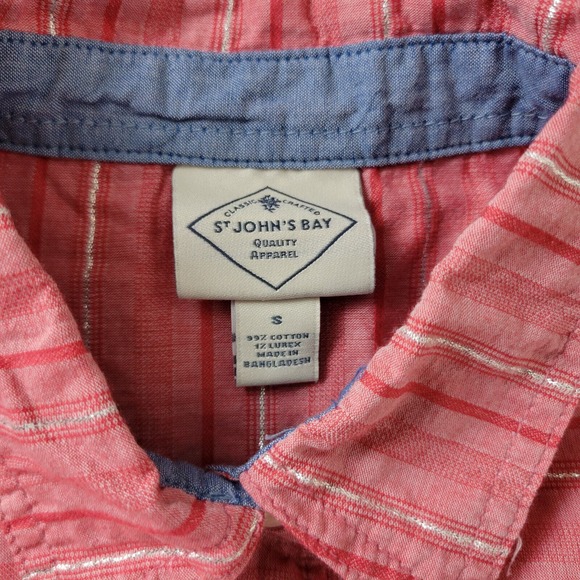 St. John's Bay Womens Shirt Small Top Pink Red Striped Long Sleeve Button Down - Picture 8 of 11